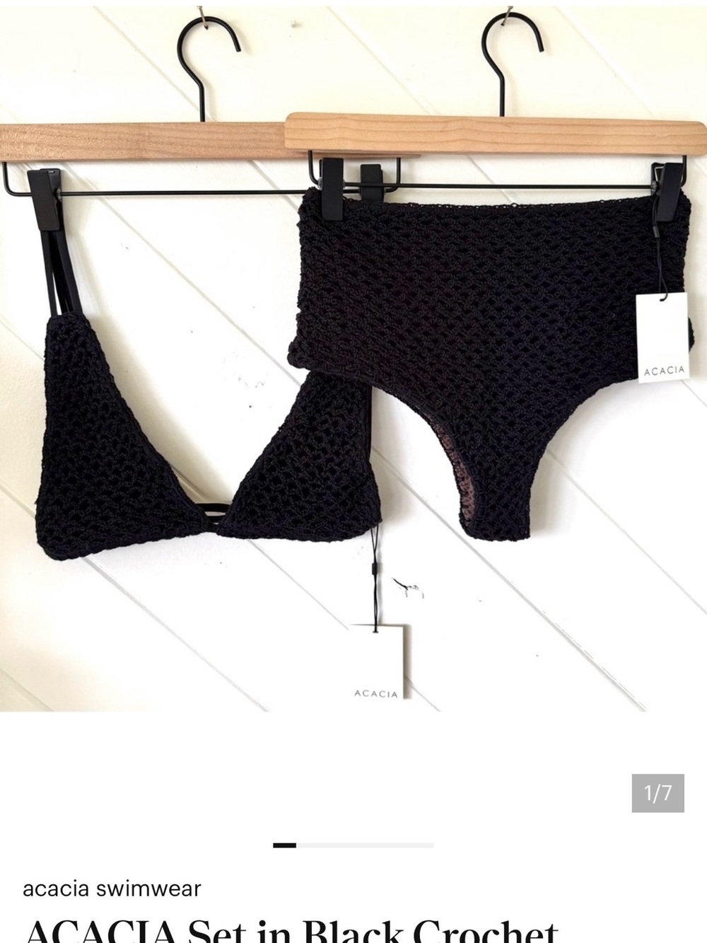 acacia swimwear Black Crochet Bikini Set